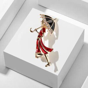 🍏50% OFF/3+...Girl Carrying Umbrella Brooch